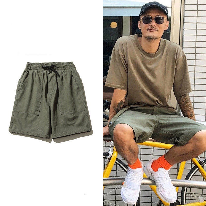 Yu Wenle Same Style Hong Kong Style Ins Workwear Shorts Men's Summer Japanese Simple Straight Casual Pants Loose Cropped Pants 3DGl