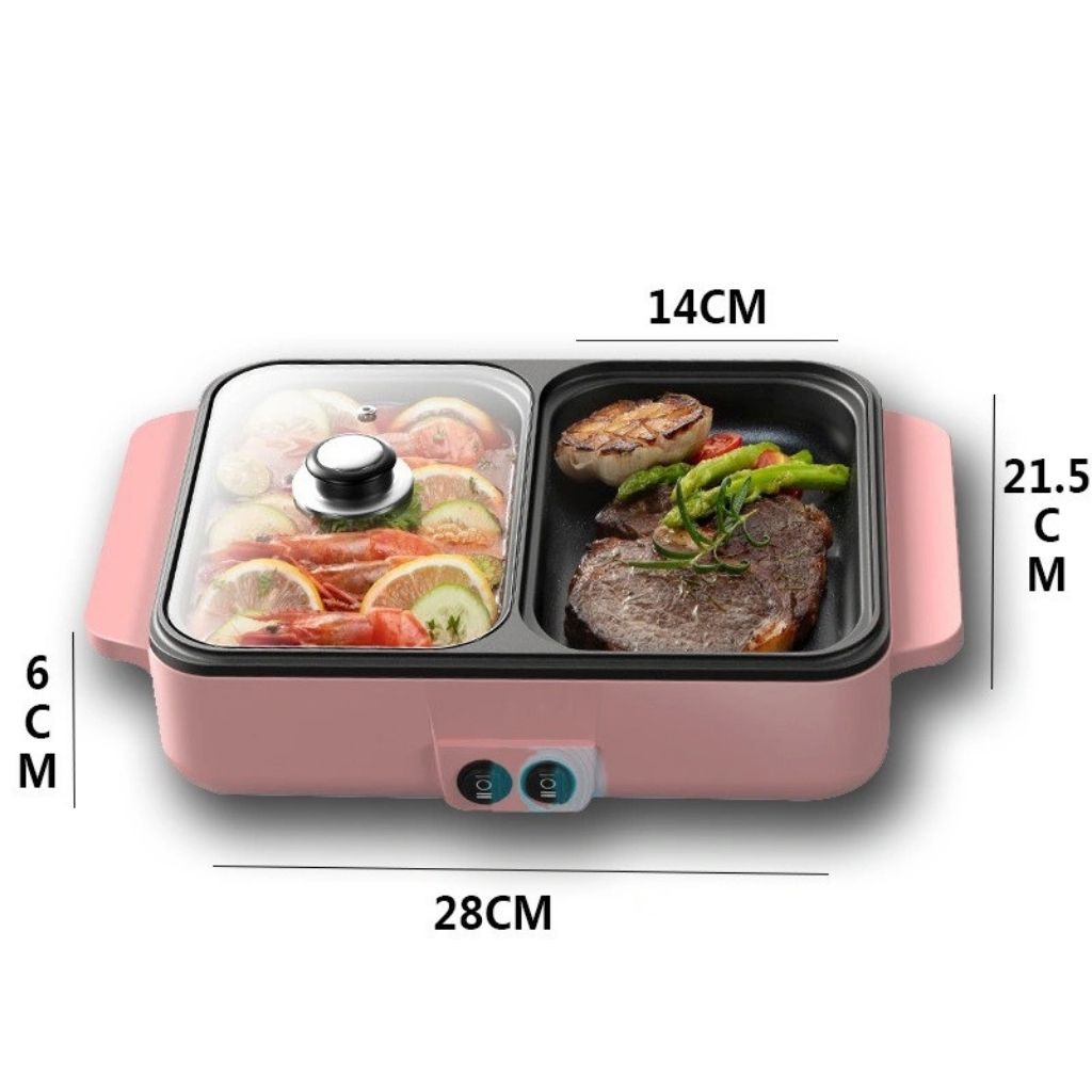Nồi Lẩu Mini 2trong1 Hàn Quốc Bếp Lẩu Nướng Đa Năng 2 Ngăn Dễ Dàng Vệ Sinh ( sẵn hàng )
