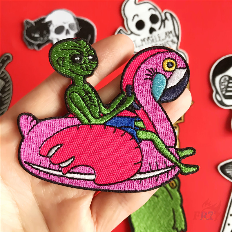 ☸ Hip-Hop Art - Punk Iron-On Patch ☸ 1Pc Frog Alien Ghost Skull DIY Sew on Iron on Badges Patches