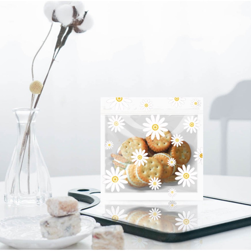 Túi Zip Hoa Cúc Trắng Đựng Bánh Kẹo Siêu Cute ( 50 cái)