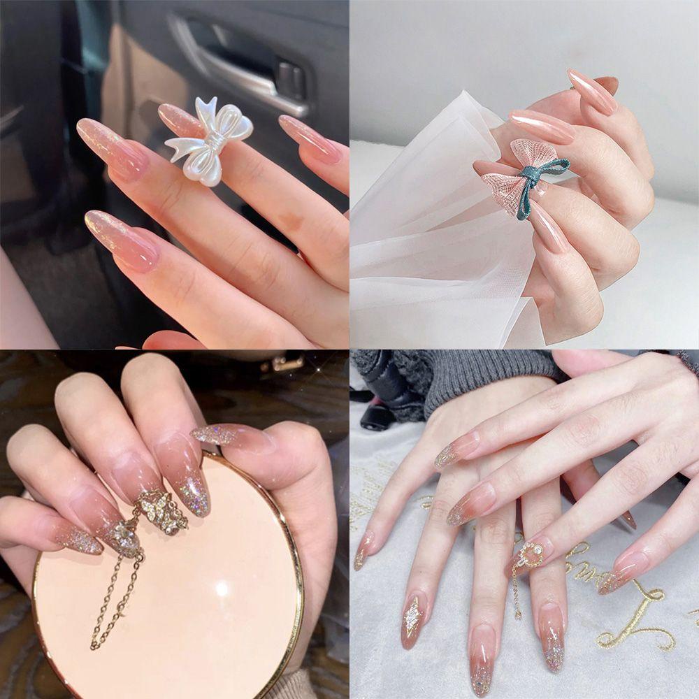 Hộp 24 Móng Tay Giả Đính Đá Lấp Lánh Thời Trang Cho Nữ|Bộ Móng Tay Giả Trang Trí Nghệ Thuật