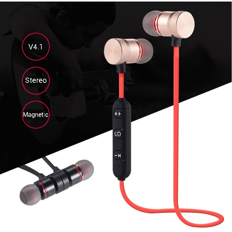 Tai nghe bluetooth 2 bên S8 Loại dây choàng cổ 2 đầu hít nam châm
