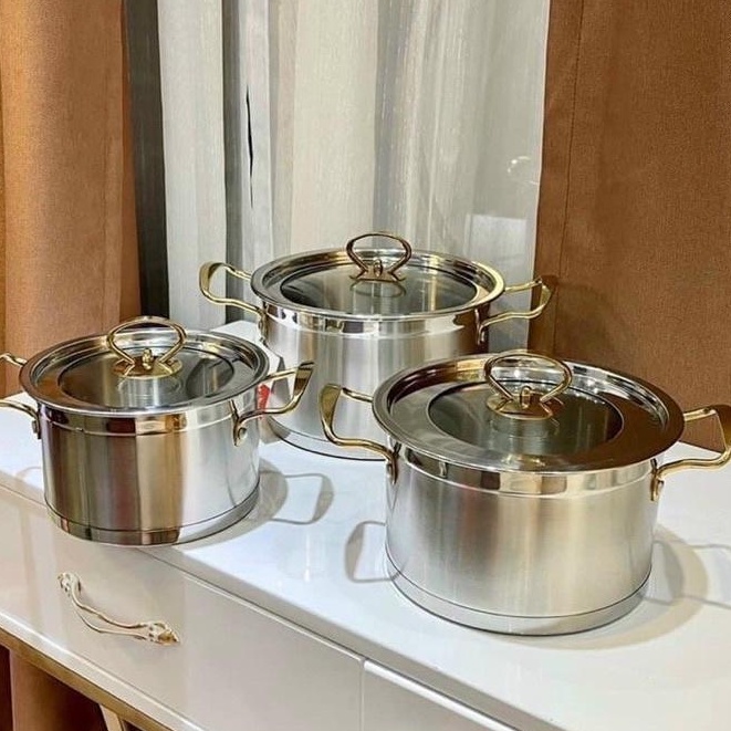 Bộ 3 nồi Misu Louis inox 304 cao cấp, bộ nồi inox đáy 3 lớp sử dụng cho mọi loại bếp giữ nhiệt nấu nhanh