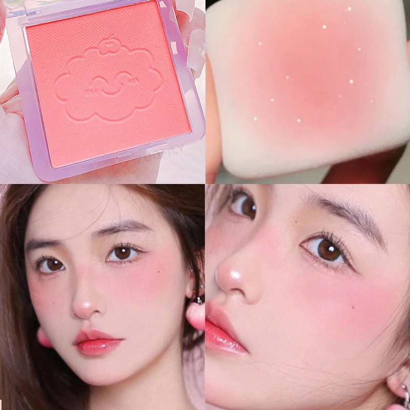 Bảng phấn má hồng HLLR 4 màu lì và ánh nhũ kết hợp trang điểm tự nhiên lâu trôi