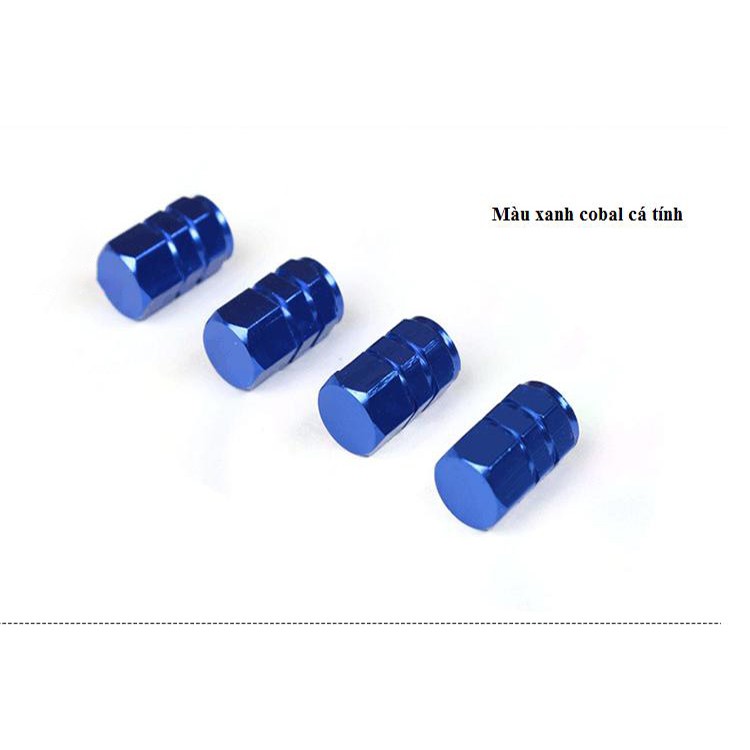 Trọn bộ 04 ốc - nắp chụp trang trí bào vệ đầu van, vòi bơm hơi bánh xe, lốp xe ô tô, xe máy, xe hơi, bằng nhôm_VXH