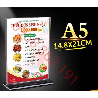 menu mica để bàn khổ a5