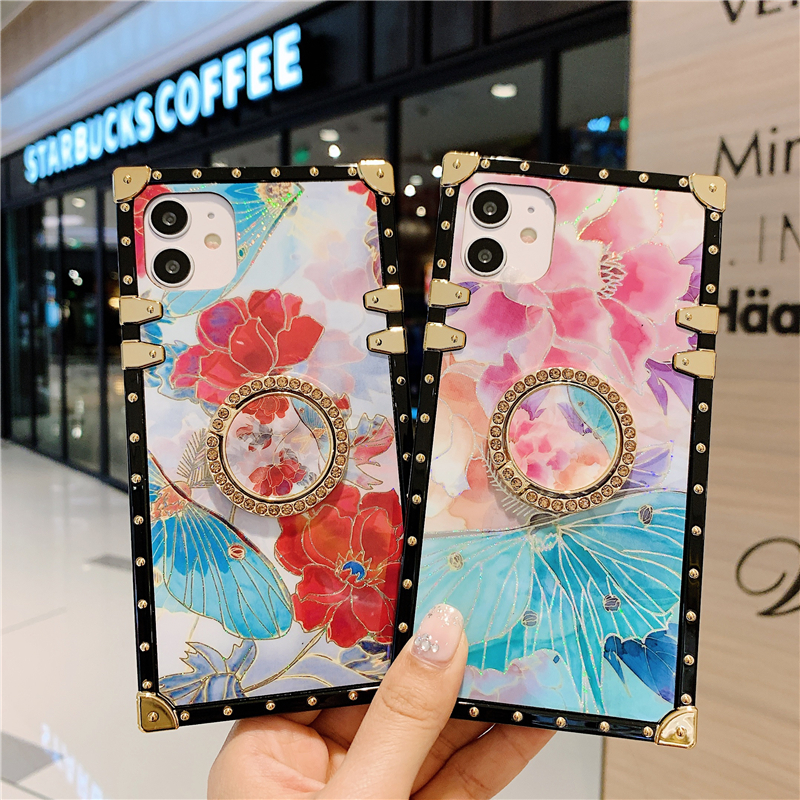 Ốp Điện Thoại Họa Tiết Hoa Sang Trọng Có Vòng Giá Đỡ Cho Iphone 6 6s 7 8 Plus X Xs Max Xr 11 / Pro Max Se 2020