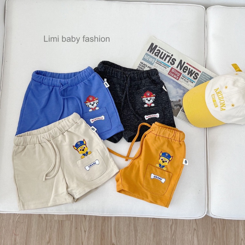 Quần đùi trẻ em, quần ngắn đội chó cứu hộ bé trai bé gái chất cotton da cá cao cấp mềm mại Xu Xu Kids size từ 8 đến 23kg