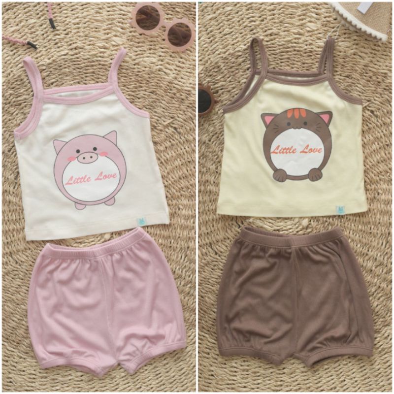 Lil little love - Set 2 áo ba lỗ mềm mát cho bé 6-18kg áo sát nách cho bé