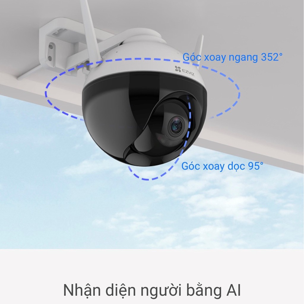 Camera ngoài trời Wifi EZVIZ C8C Full HD 1080P xoay 360 độ Tích hợp AI -Có màu ban đêm