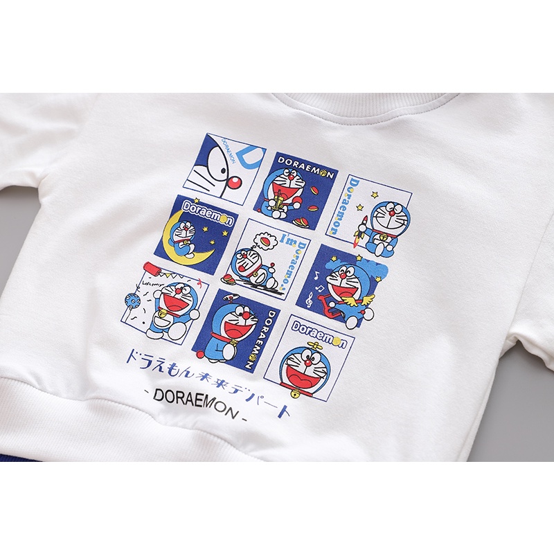 Áo Chui Đầu In Hình Doraemon Phong Cách Hàn Quốc Dành Cho Bé Trai Gái 80-120cm