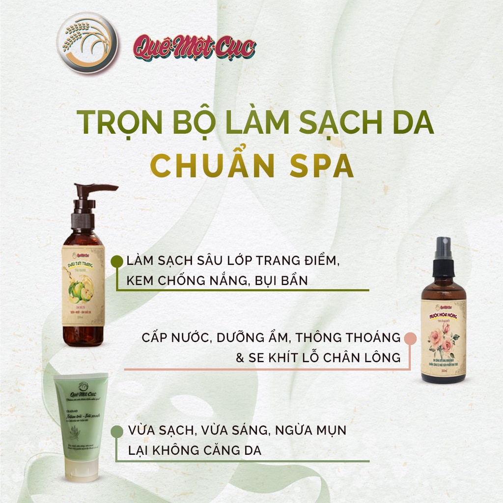 COMBO SẠCH MỤN CHUẨN SPA: SỮA RỬA MẶT TRÀ XANH, DẦU TẨY TRANG, TONER QMC (HANDMADE)