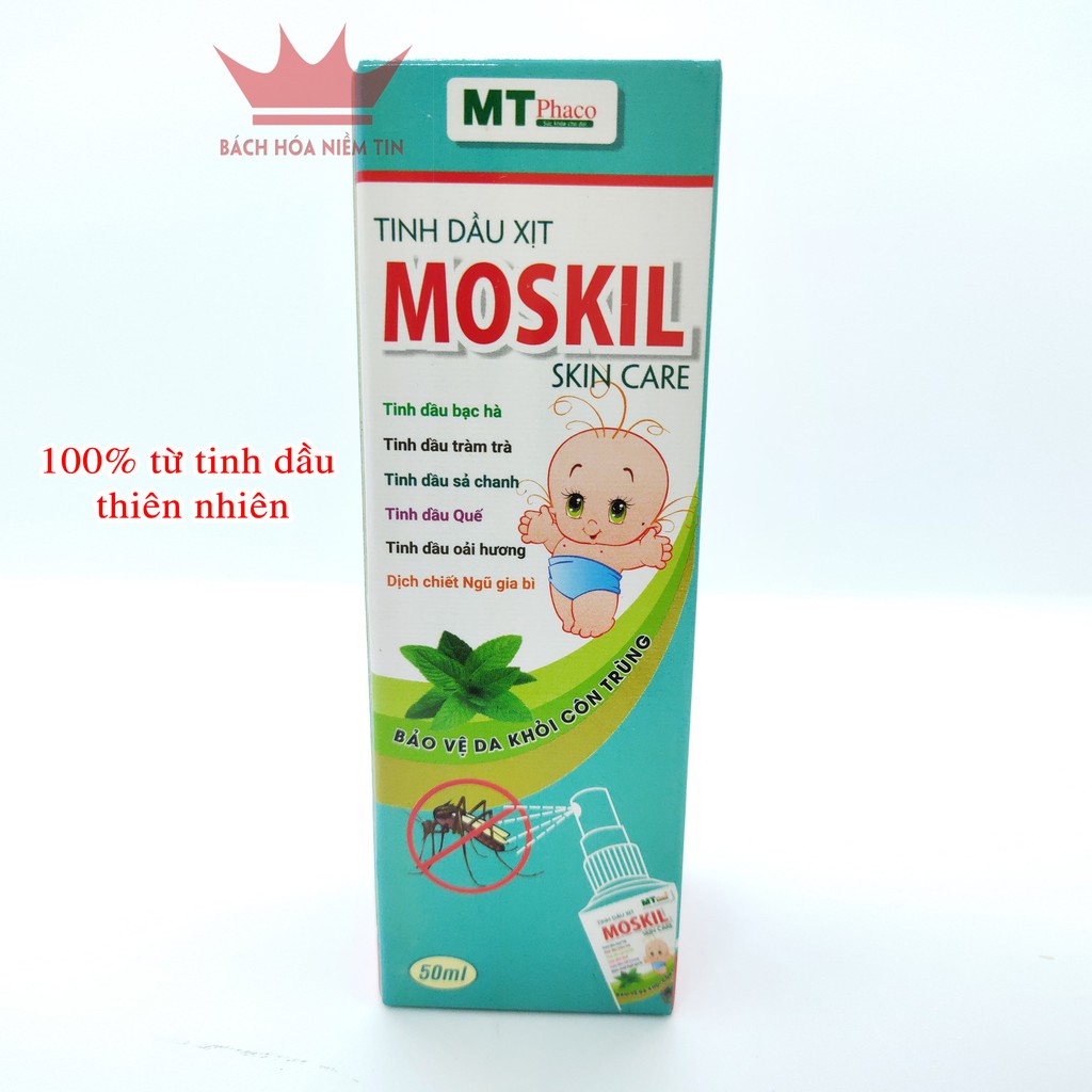 Xịt tinh dầu đuổi muỗi MOSKIL - Xịt chống muỗi cho trẻ em - hoàn toàn từ thảo dược thiên nhiên- an toàn cho trẻ sơ sinh