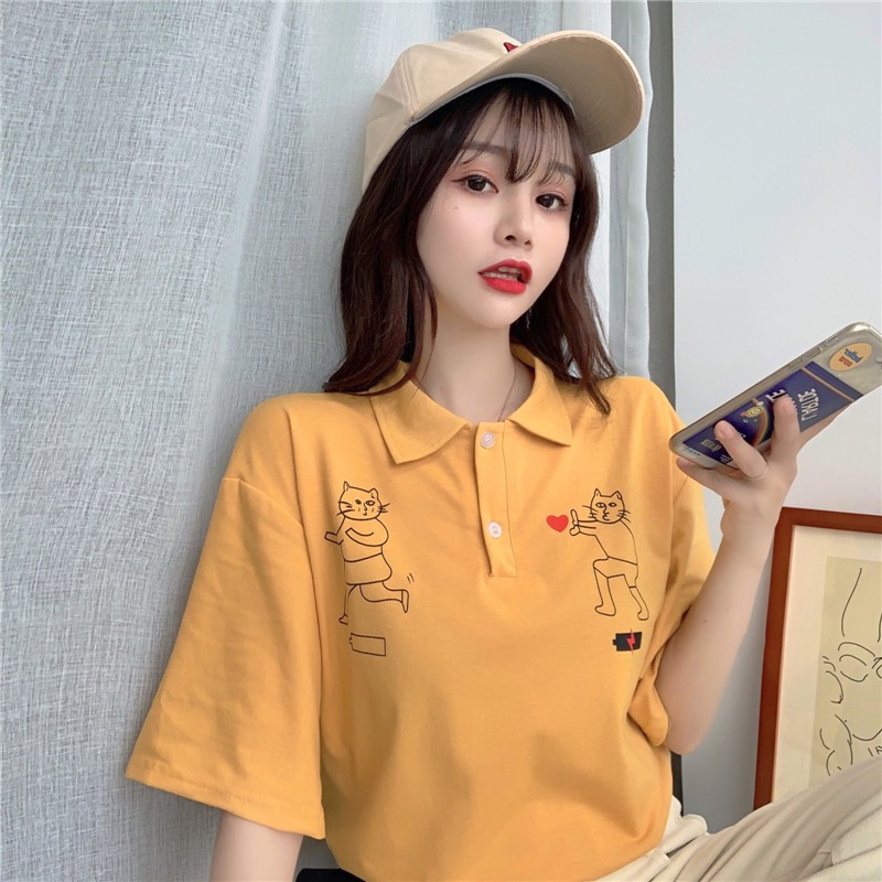 Áo Polo nữ ngắn tay phong cách Nhật Bản