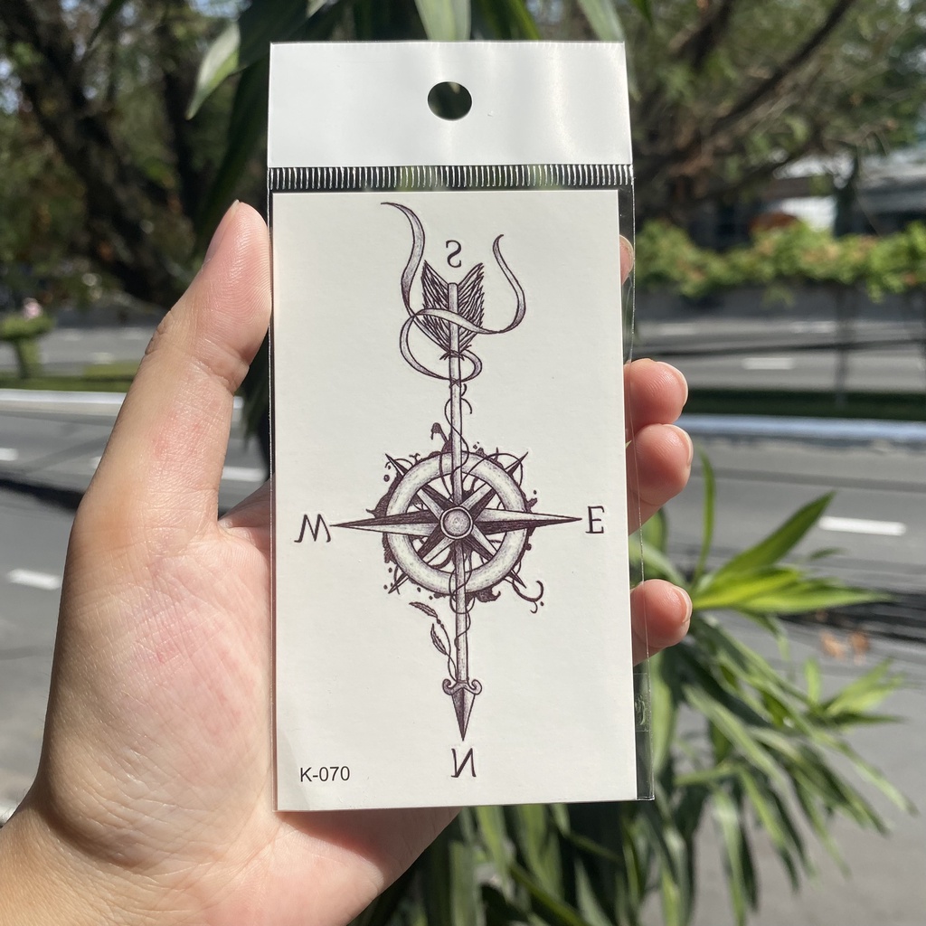 Hình xăm mũi tên có phương hướng phiên bản nhỏ k070- miếng dán tatoo tạm thời size &lt;10x6cm