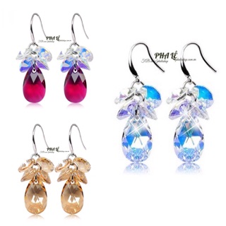 Bông Tai Pha Lê Cánh Dĩa - Giọt Bầu Được Thiết Kế Từ Pha Lê Swarovski