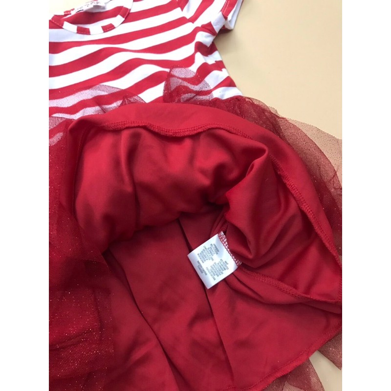 Váy cotton chân voan đỏ phủ nhũ tqxk XẢ HÀNG