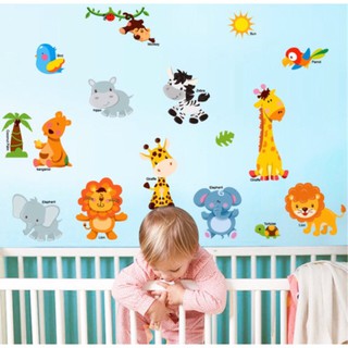 Decal dán tường động vật - giấy dán tường vườn thú