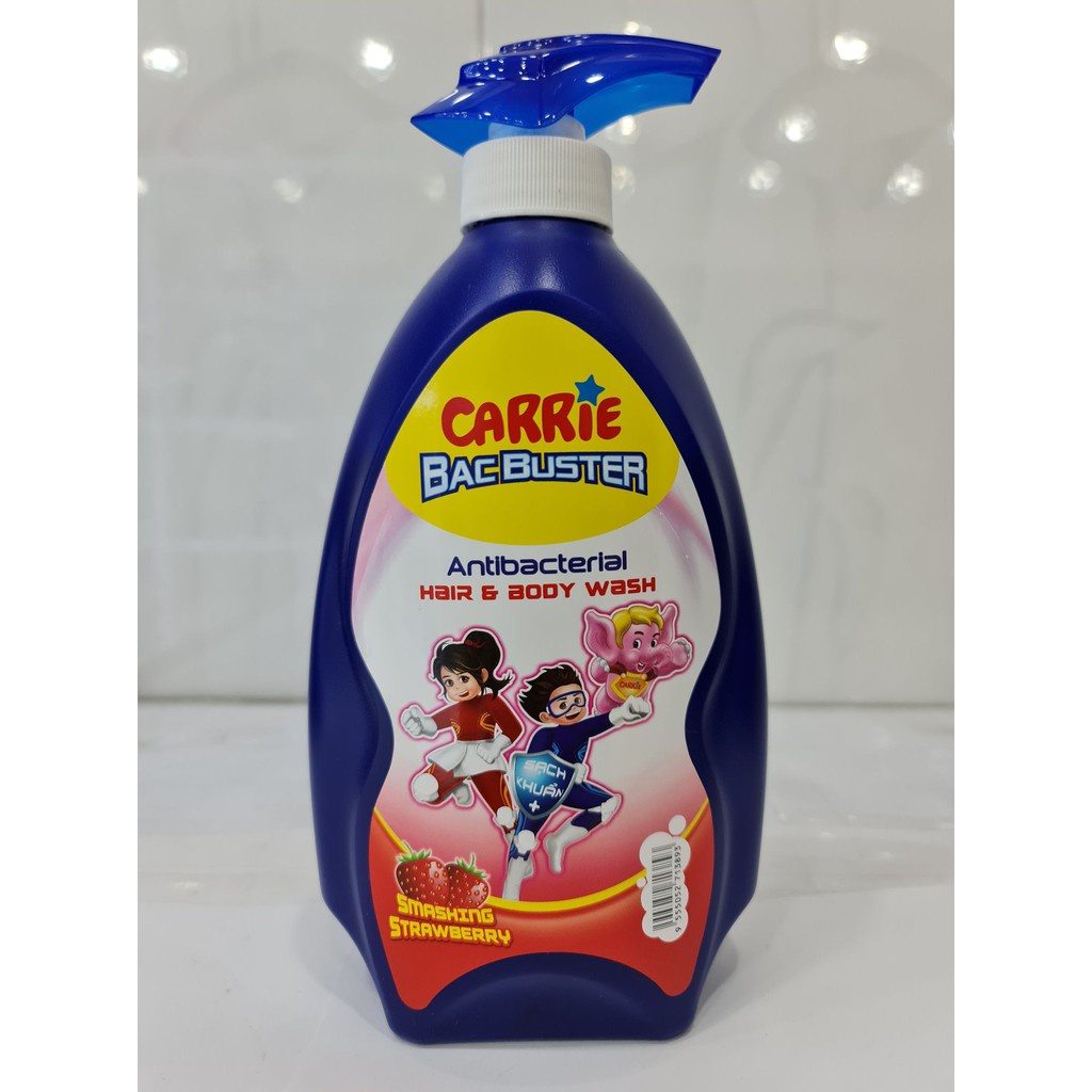 Sữa Tắm Gội Sạch Khuẩn Carrie Junior BacBuster Hương Strawberry 700G