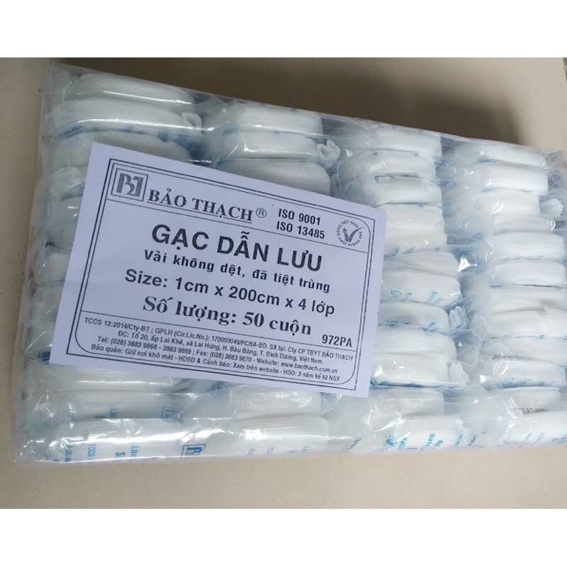 Bịch 50 cuộn Gạc dẫn lưu Bảo Thạch, mesh mũi, lưới băng thẩm mỹ, nhét mũi