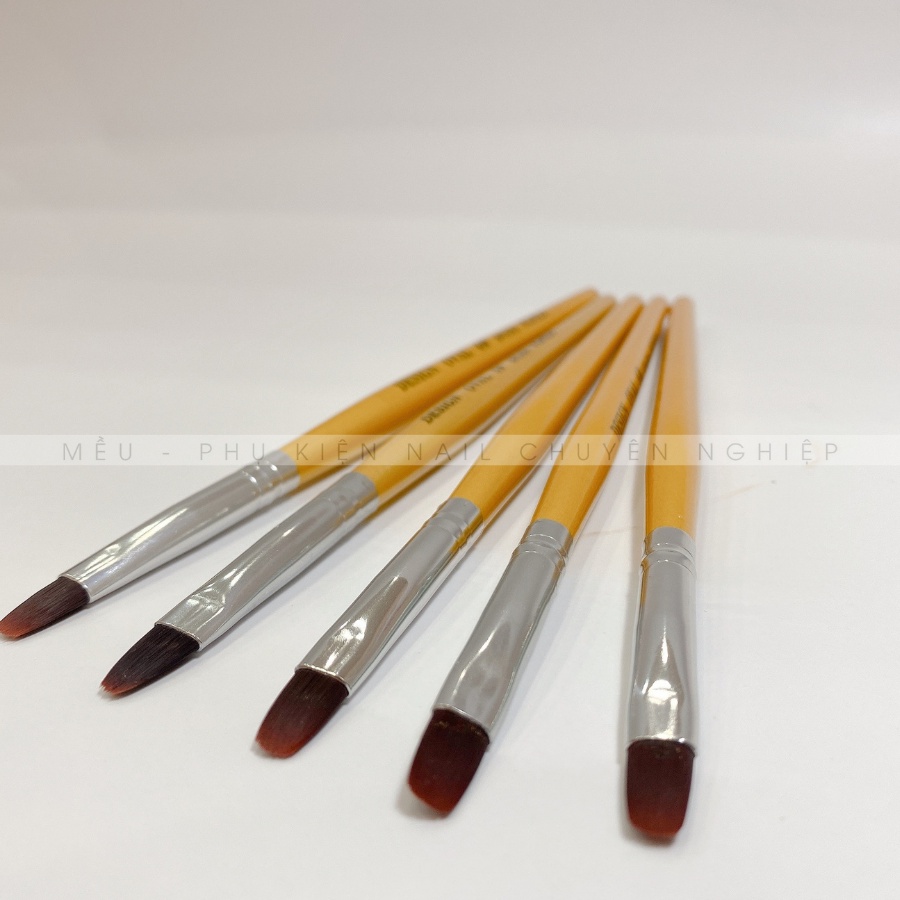 CỌ BẢN TRÒN đắp gel, vẽ hoa số #6, thân gỗ cáng vàng