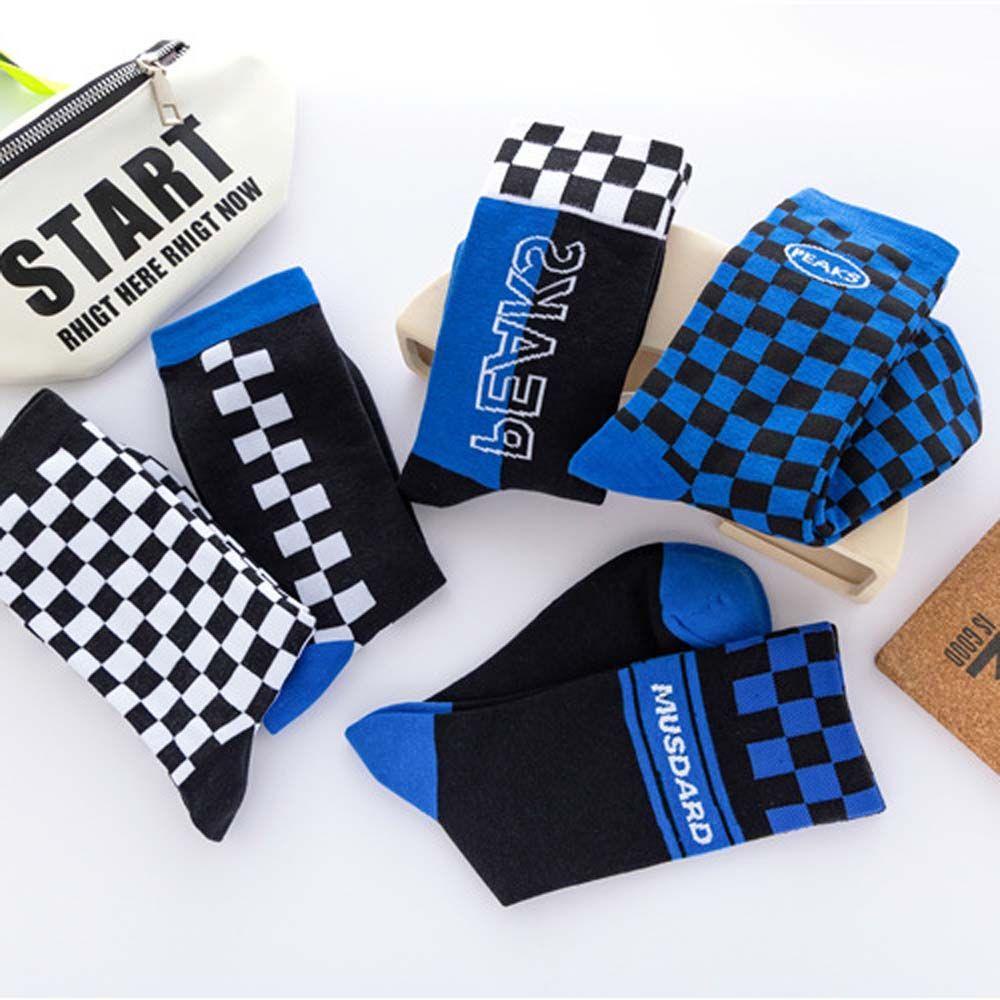 MIQUEL Vớ Cotton Cổ Vừa Họa Tiết Hình Học Phong Cách Harajuku Thời Trang Cho Nam Và Nữ