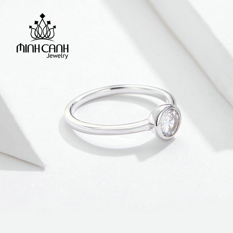 Nhẫn Bạc Nữ Minh Canh Jewelry Trơn Đính Đá Chủ