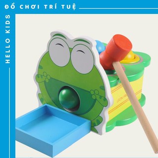 Bộ đồ chơi đập bóng bằng gỗ hình con ếch.