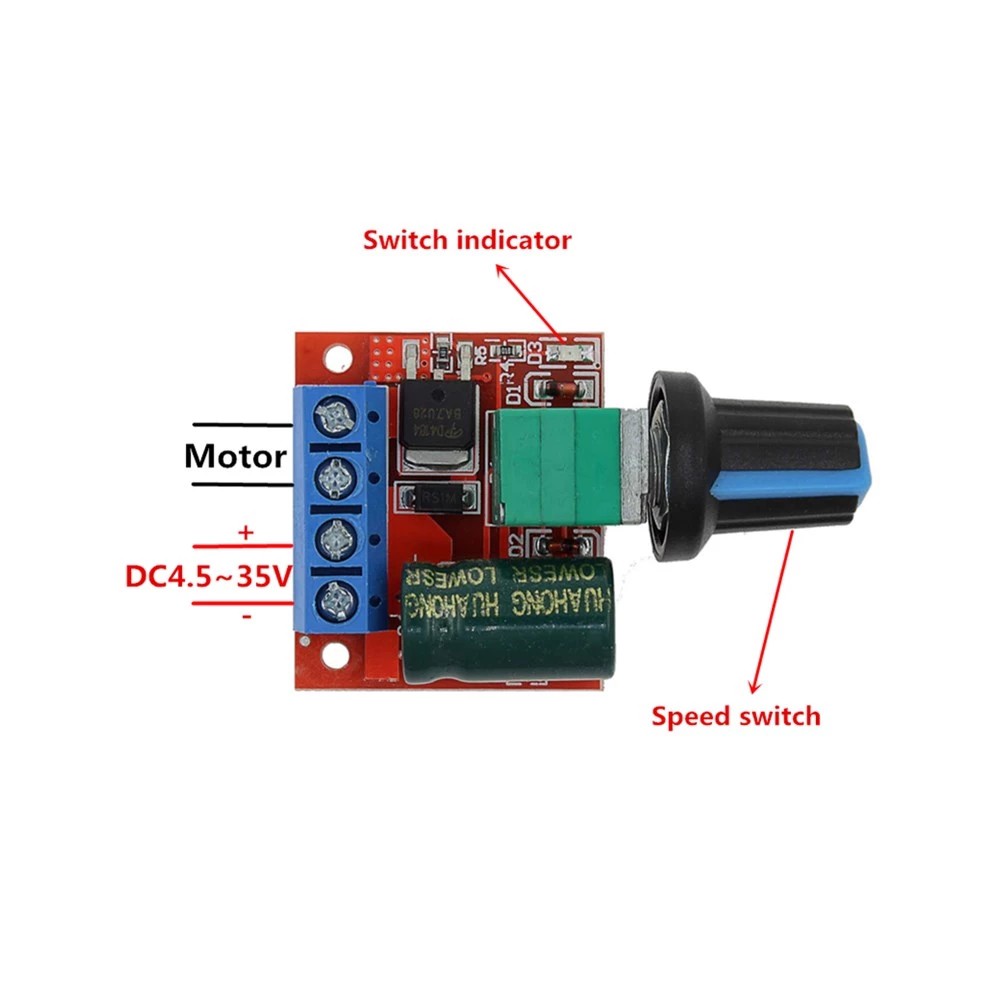 Module Điều Khiển Động Cơ PWM 5A 3-35V (Chiết Áp Công Tắc)