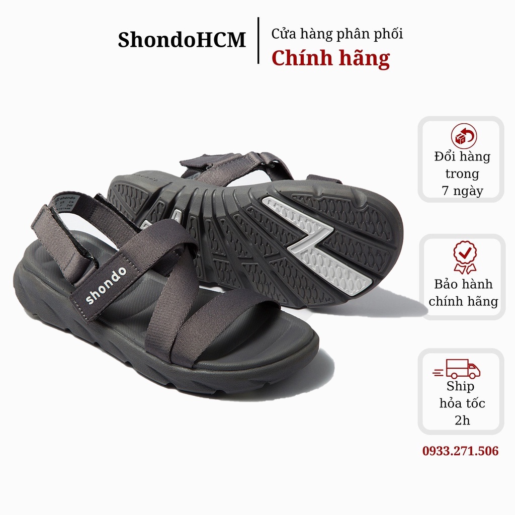 Giày sandal Shondo nam nữ F6 sport xám full F6S202 Shondo chính hãng