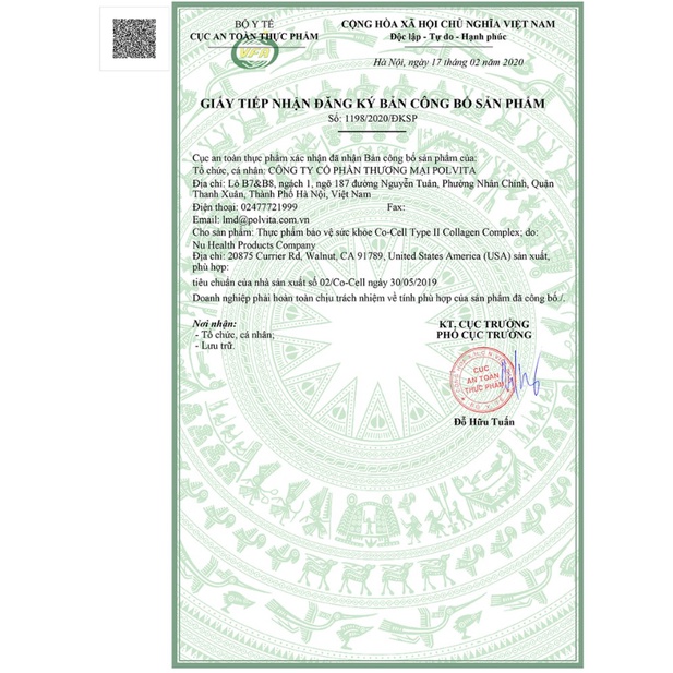 Viên Tăng Cường Sụn Khớp Nuhealth của Mỹ Co-cell Type II Collagen Complex 90 Viên