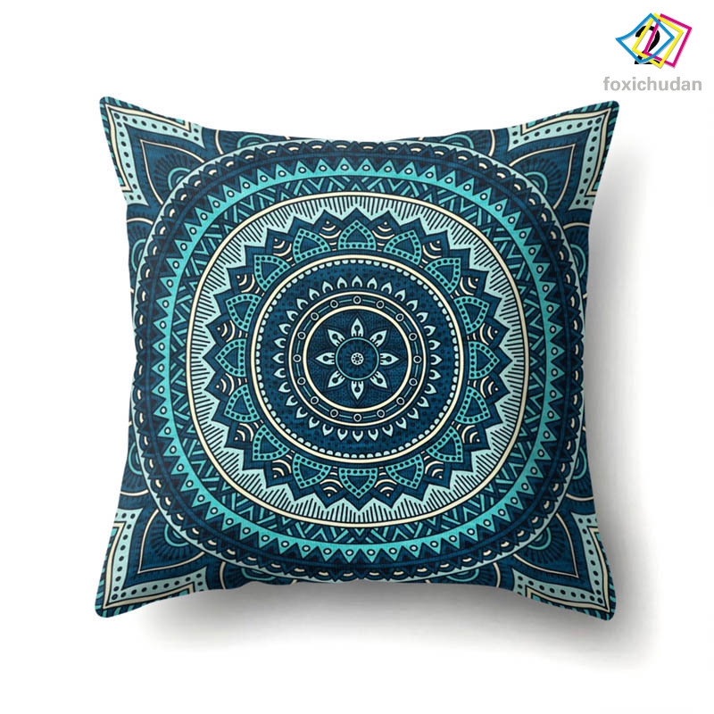 Vỏ Gối Vuông 45x45cm Họa Tiết Hoa Mandala Thời Trang Phong Cách