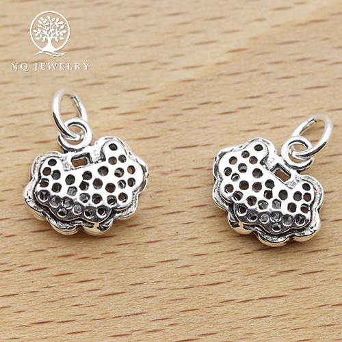 Charm bạc mặt khóa an toàn treo - NQ Jewelry