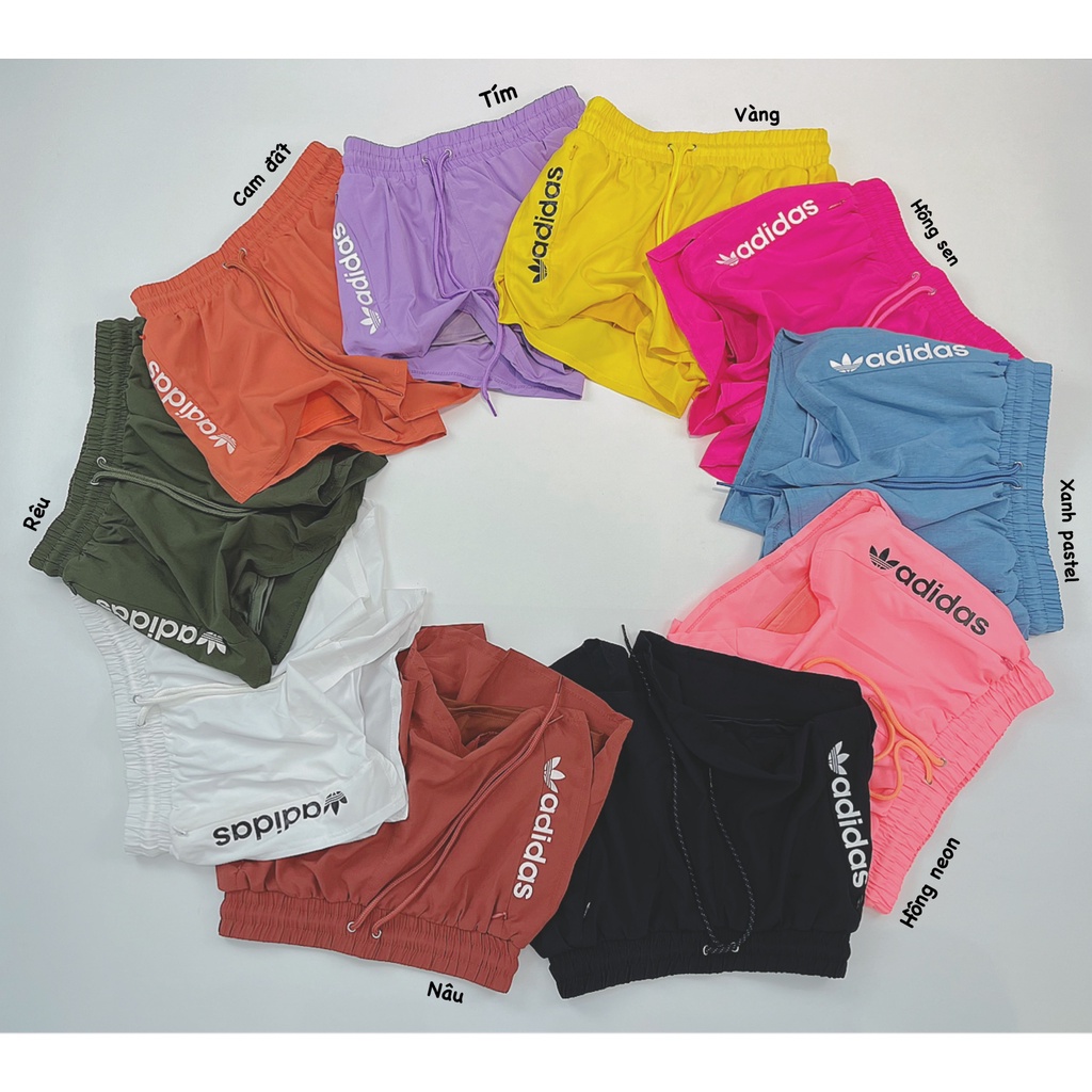 Quần Boxer 2 Lớp Thể Thao Nữ In Chữ, Có Túi Kéo 2 Bên, Chất Xi Dù