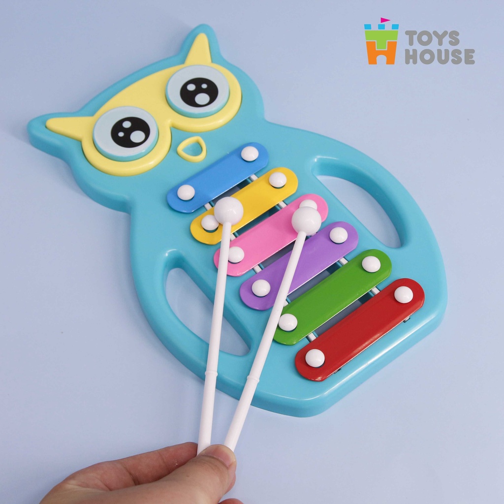 Đàn đồ chơi cho bé Bộ đàn gõ Xylophone hình cú mèo đáng yêu Toyshouse 6 Phím 2 dùi