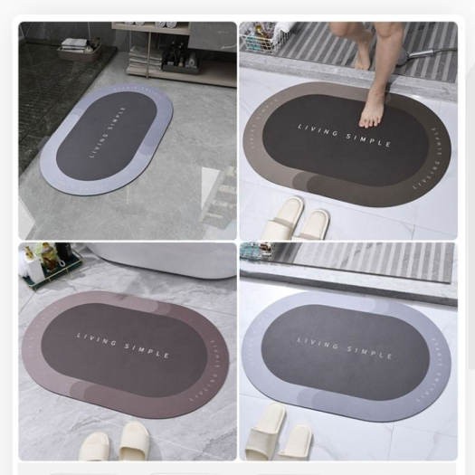 Thảm lau chân silicone siêu thấm hút, khô chân nhanh, chống trơn trượt để nhà tắm nhà bếp