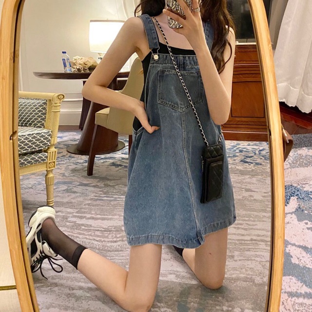 Váy Yếm Jean Ngắn Xinh Xắn Style Hàn Quốc