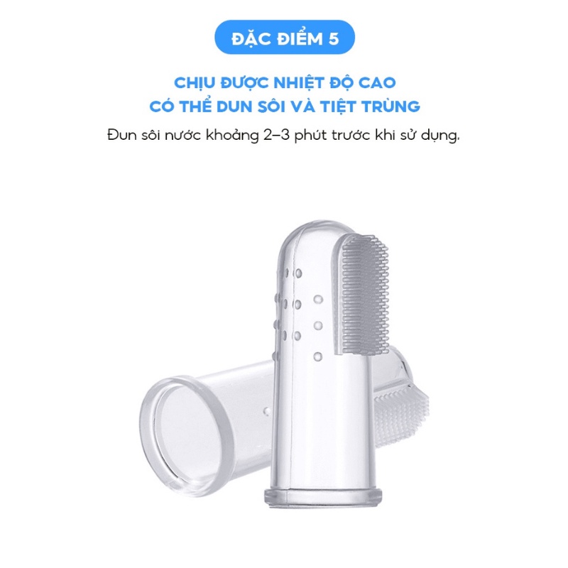 Tưa lưỡi xỏ ngón silicon siêu mềm cho bé kèm hộp an toàn vệ sinh