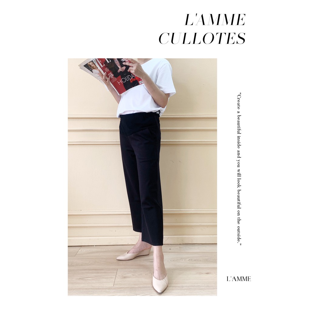 Quần bầu đẹp L'amme Cullotes Q10 phần bụng có dây đai chun điều chỉnh nhiều nấc tiện lợi thiết kế bởi LAMME