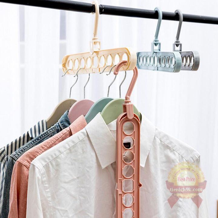 Móc treo quần áo đa năng 9 lỗ - thanh treo cà vạt tất đồ sơ sinh
