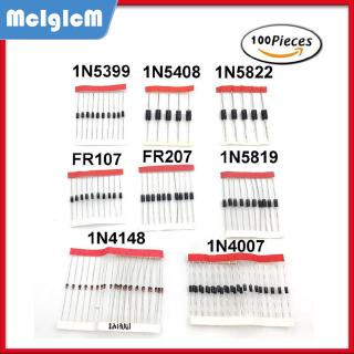 Set 100 đi-ốt 1N4148 4007 5819 5399 5408 5822 FR107 FR207