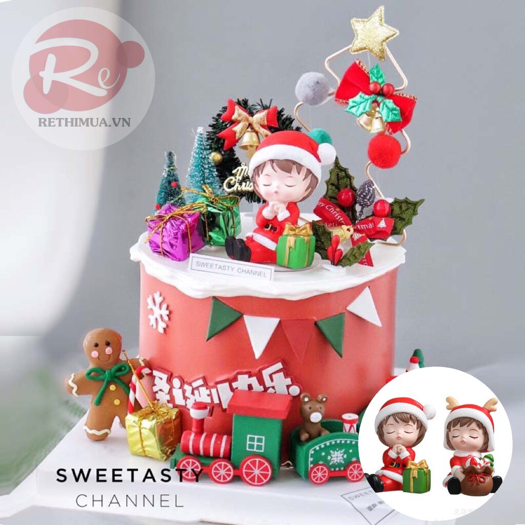 [SIÊU RẺ❤️] – Tượng Trai Gái Noel (1 Cặp) - Trang trí bánh sinh nhật  bánh kem