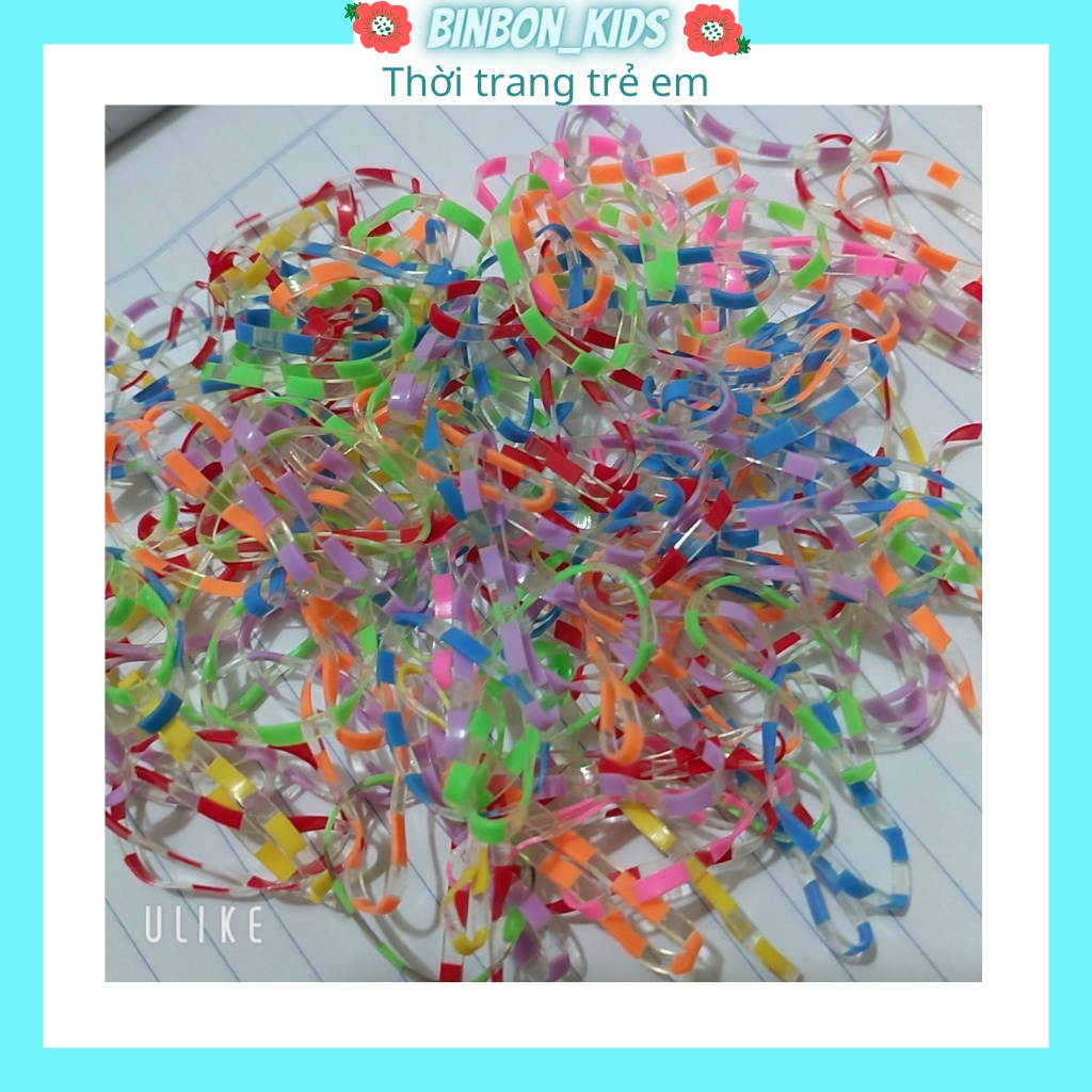 Chun buộc tóc cho bé gái BINBON KIDS, chun buộc tóc bé gái hàn quốc cho bé nhiều màu cute 130 Chiếc 1 gói