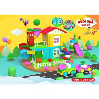 Đồ Chơi xếp hình Lắp Ghép cỡ Duplo ngôi nhà 100 chi tiết, 1kg gạch nhựa ABS, made in VN - Sachi kids 011