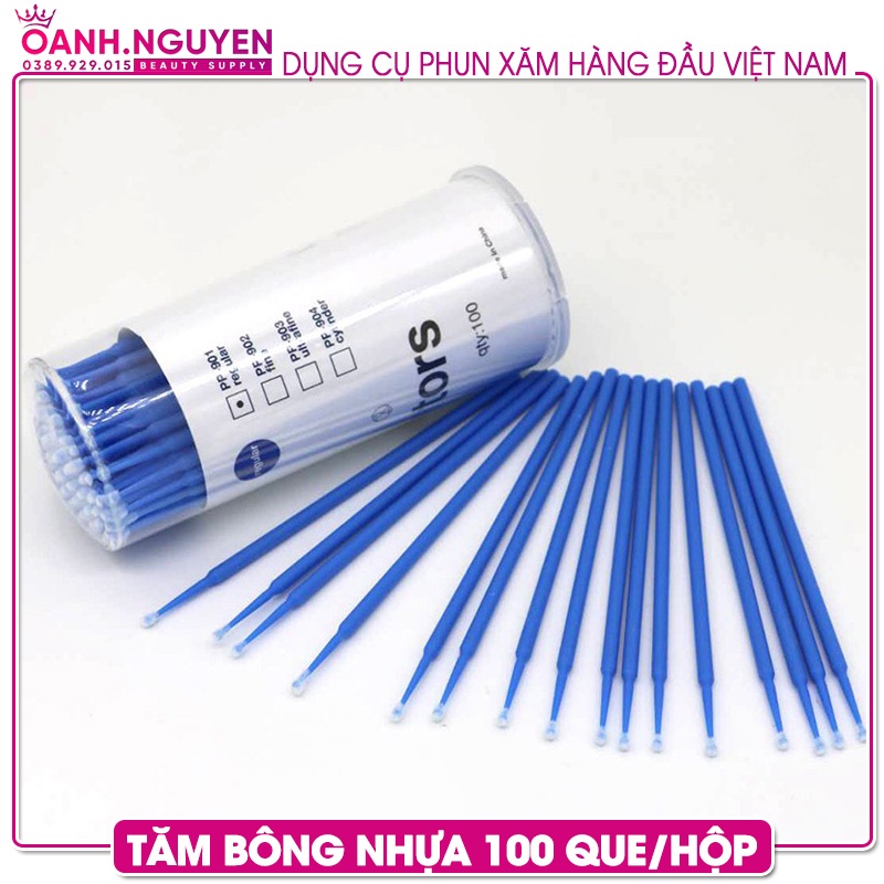 Tăm Bông Nhựa Bôi Tê, Đính Đá Răng (100 que/hộp)