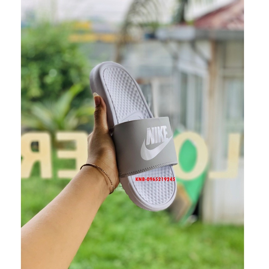 Dép nike nam nữ, dép quai ngang nam nữ unisex nike benassi cartoon ❤️FREESHIP + Hộp❤️ màu trắng quai xám