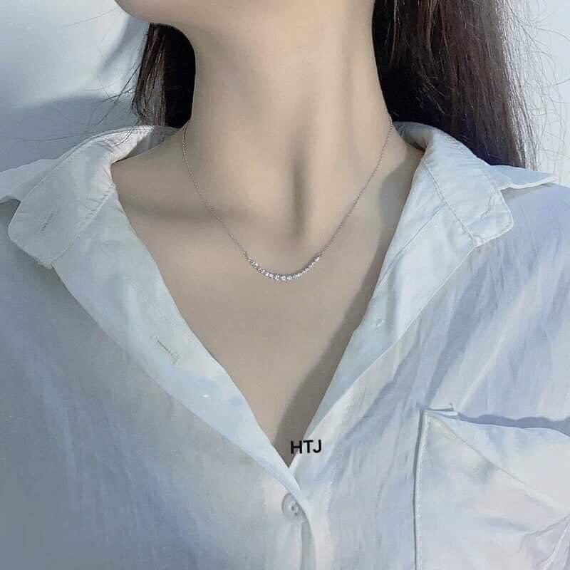 Dây chuyền nụ cười đính đá chuẩn bạc ta dành cho nữ - Kho sỉ bạc Nhất Linh