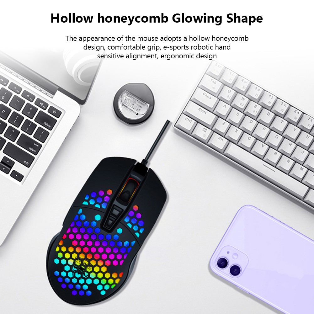 Chuột Gaming Hel + V9 Ergonomic 4000dpi Có Đèn Led Rgb