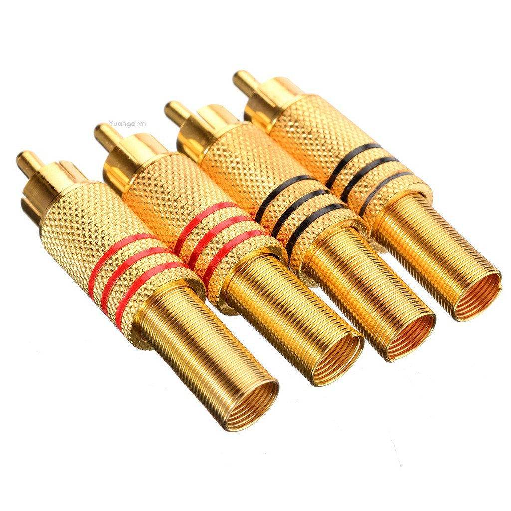 Set 4 Đầu Nối Cáp Âm Thanh Rca Vàng Chất Lượng Cao