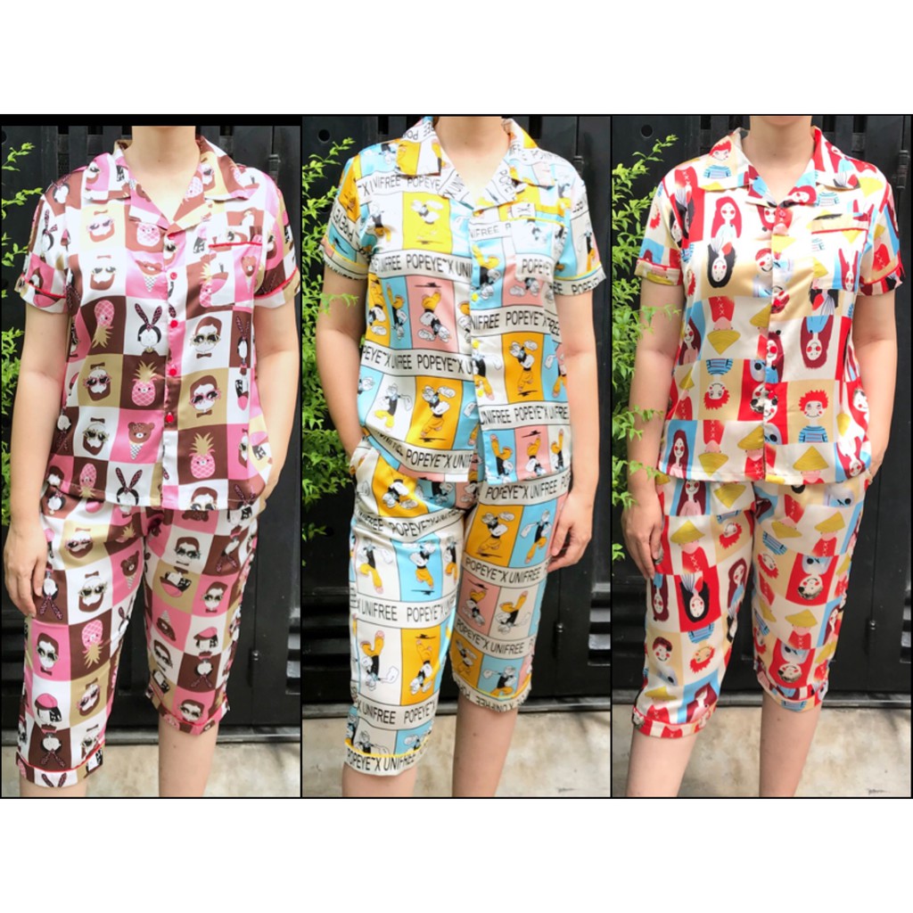 Pijama lửng nữ Lụa Satin mềm đẹp mát size 50-65kg - Nhiều mẫu